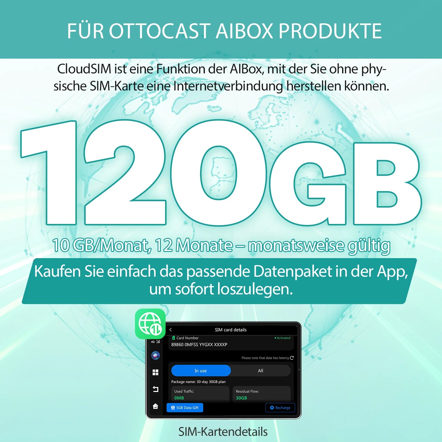 OTTOCAST® CloudSIM 10 GB/30 GB/60 GB/120 GB