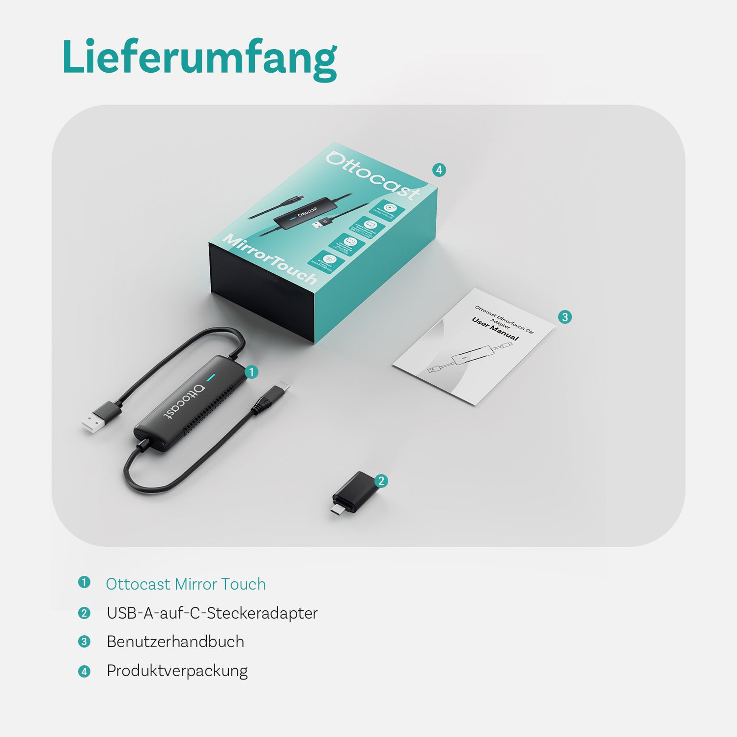 Ottocast® Mirror Touch Wireless CarPlay Adapter