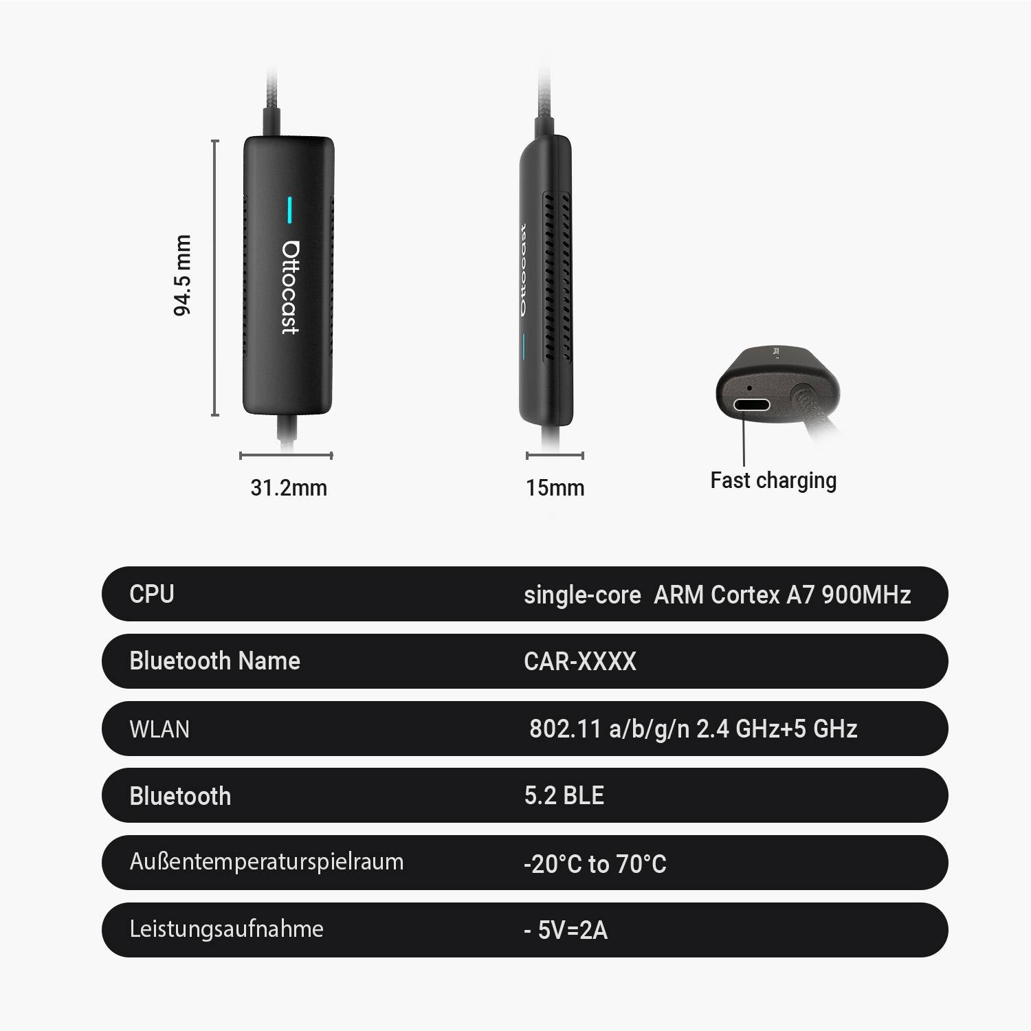 Ottocast® Mirror Touch Wireless CarPlay Adapter