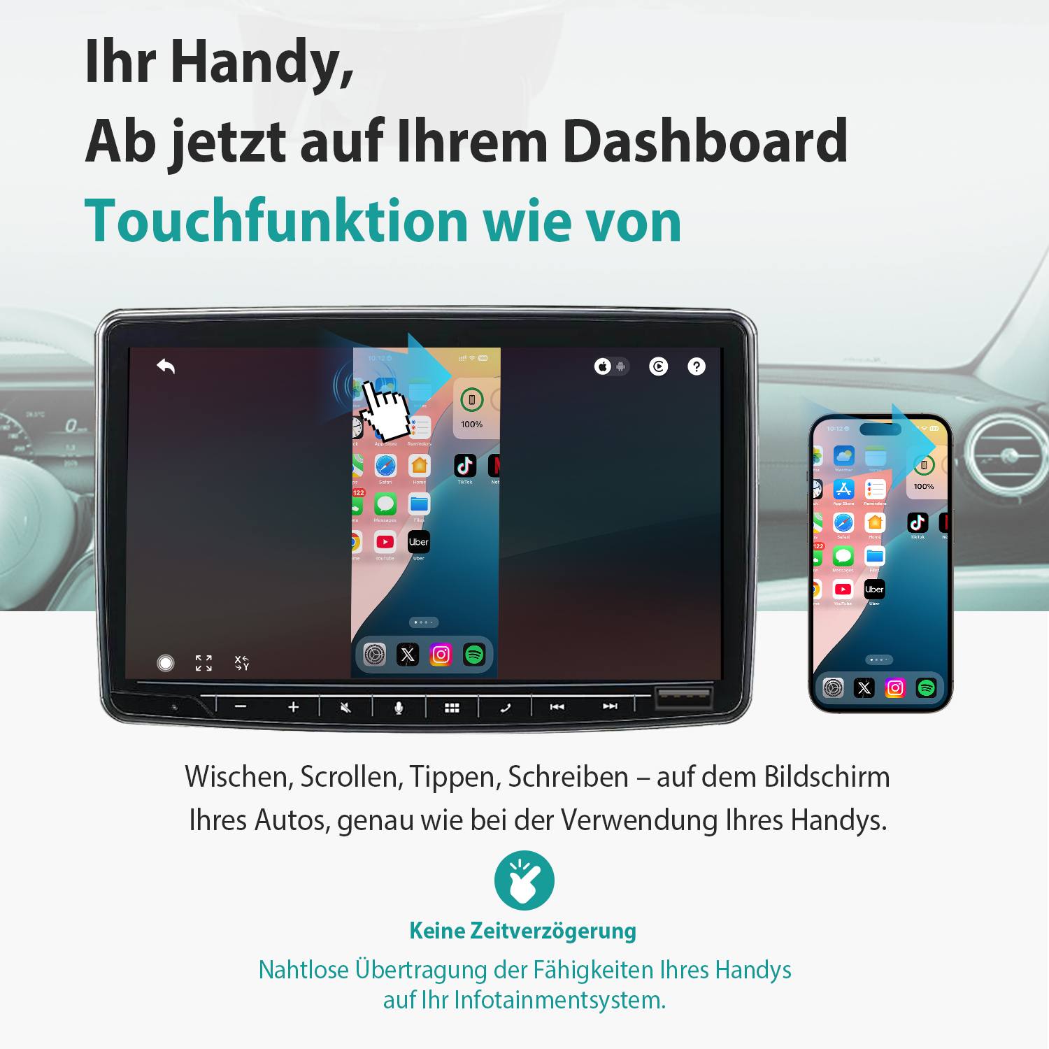 Ottocast® Mirror Touch Wireless CarPlay Adapter