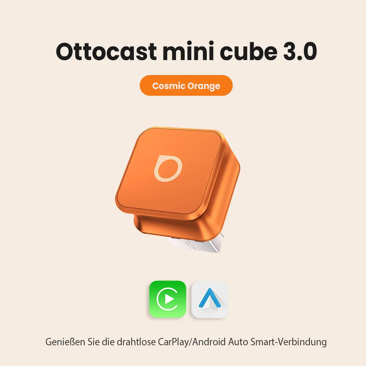 Ottocast® Mini Cube 3.0 Wireless CarPlay und Android Auto Adapter