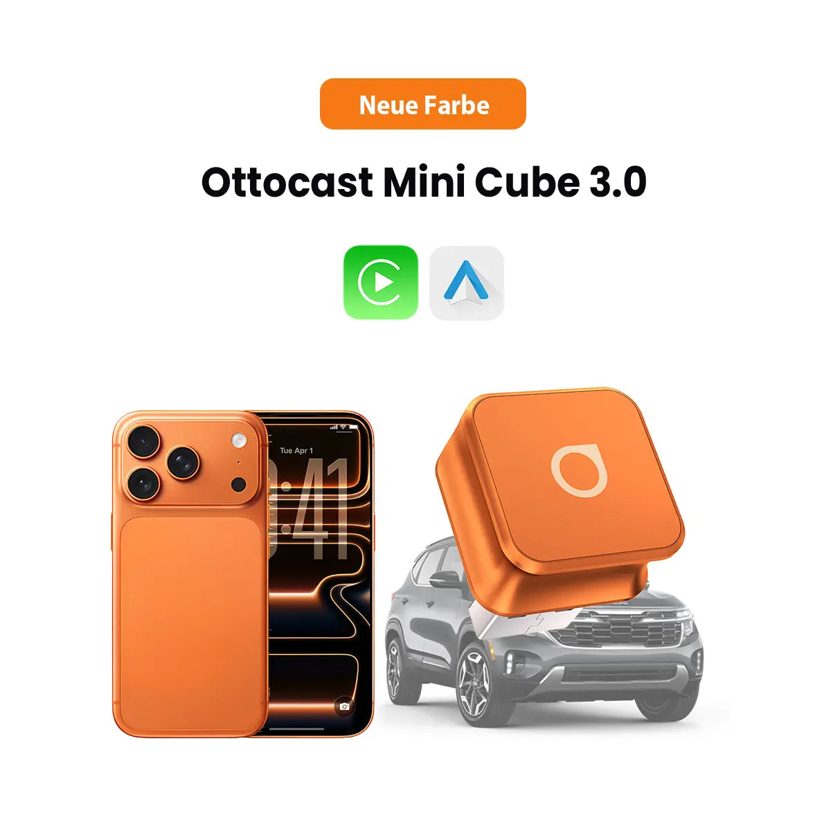 Ottocast® Mini Cube 3.0 Wireless CarPlay und Android Auto Adapter