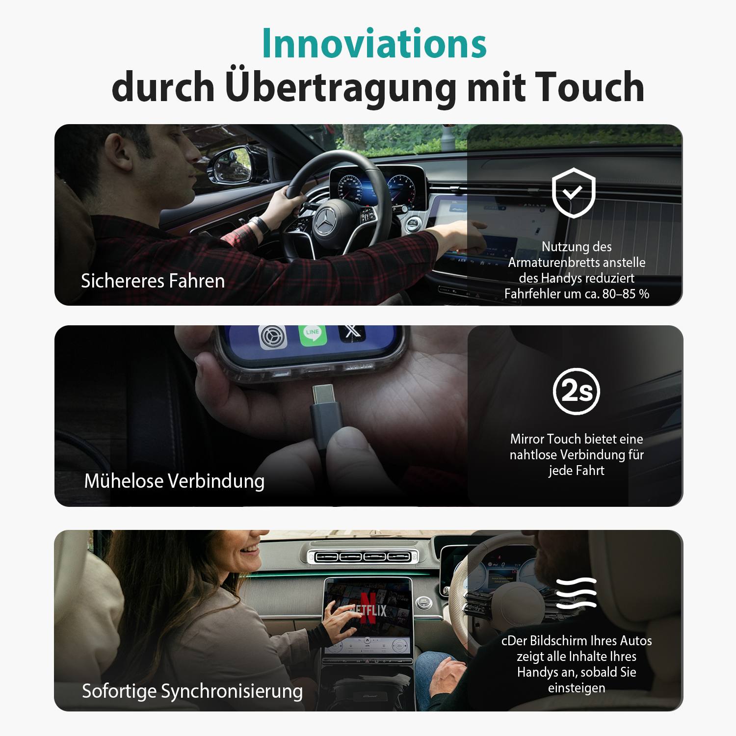 Ottocast® Mirror Touch Wireless CarPlay Adapter