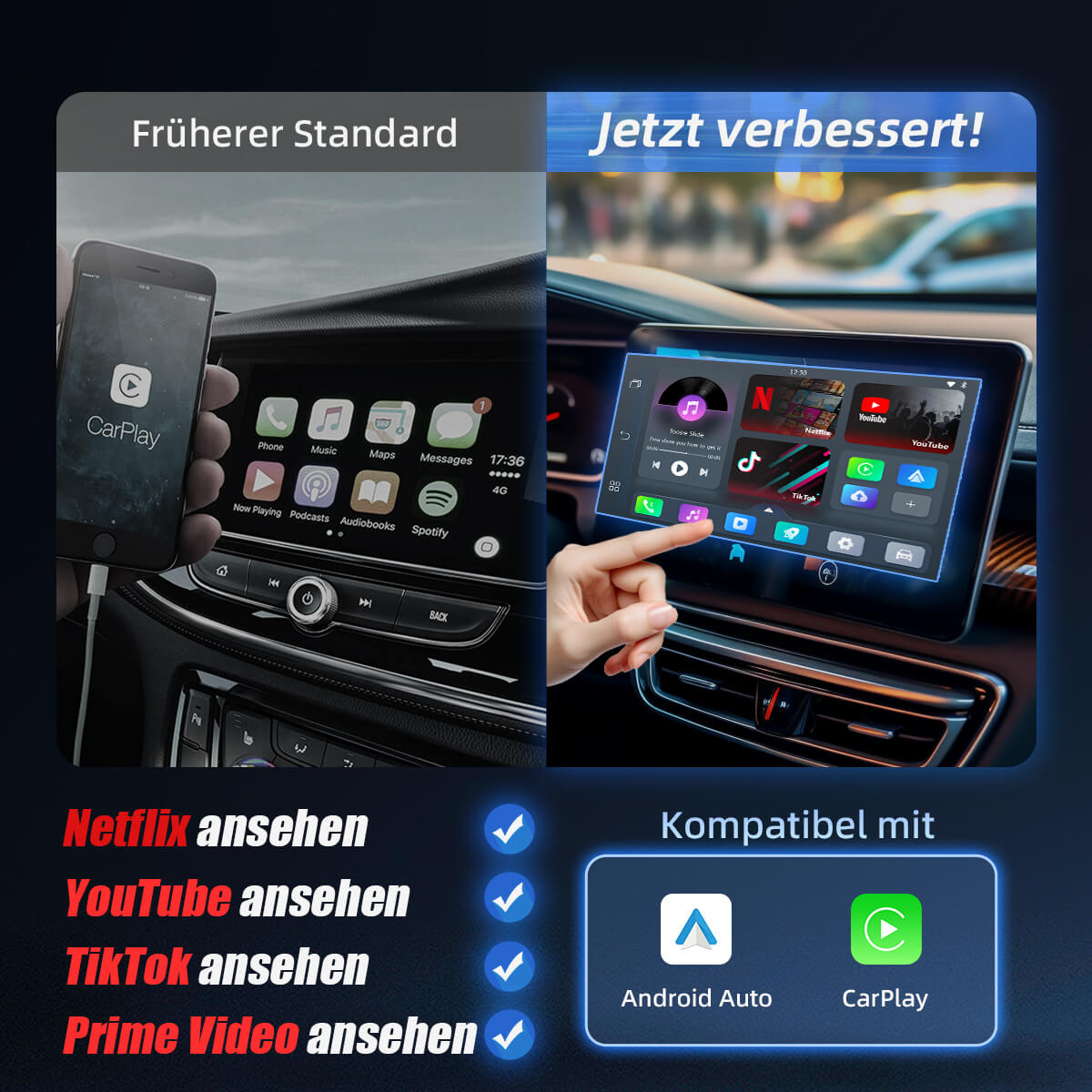Ottocast® Play2Video Pro kabellose CarPlay/Android Auto Adapter