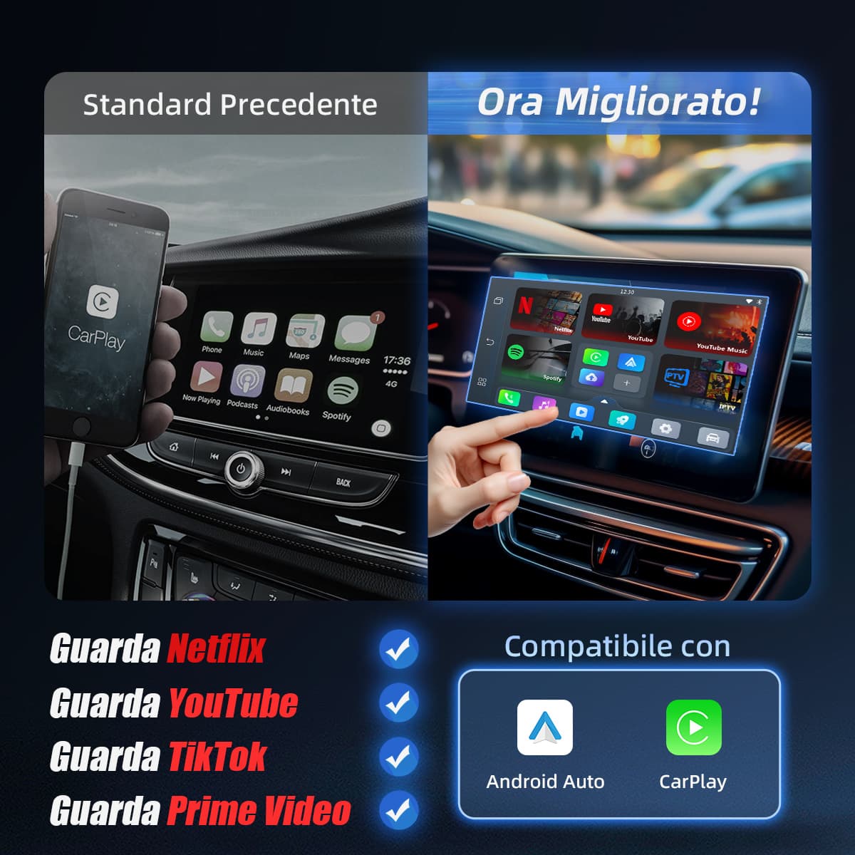 Ottocast® Play2Video Pro kabellose CarPlay/Android Auto Adapter