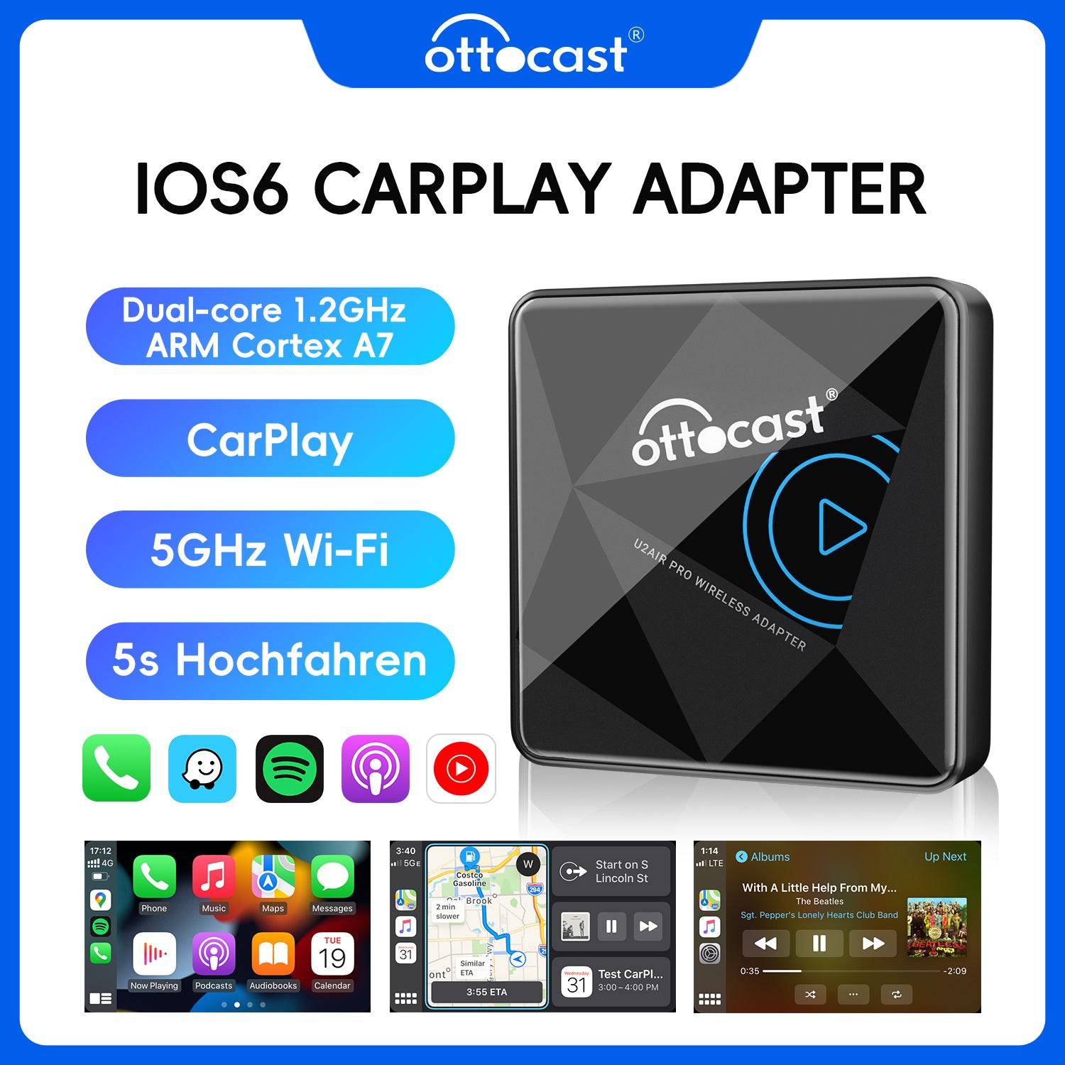 OTTOCAST ™ OTTOCAST A2 PRO Kabelloser Android Auto Adapter - Ottocast Germany