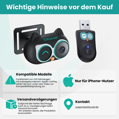 OTTOCAST® Cabin Care Owl Monitoring Wireless CarPlay Adapter