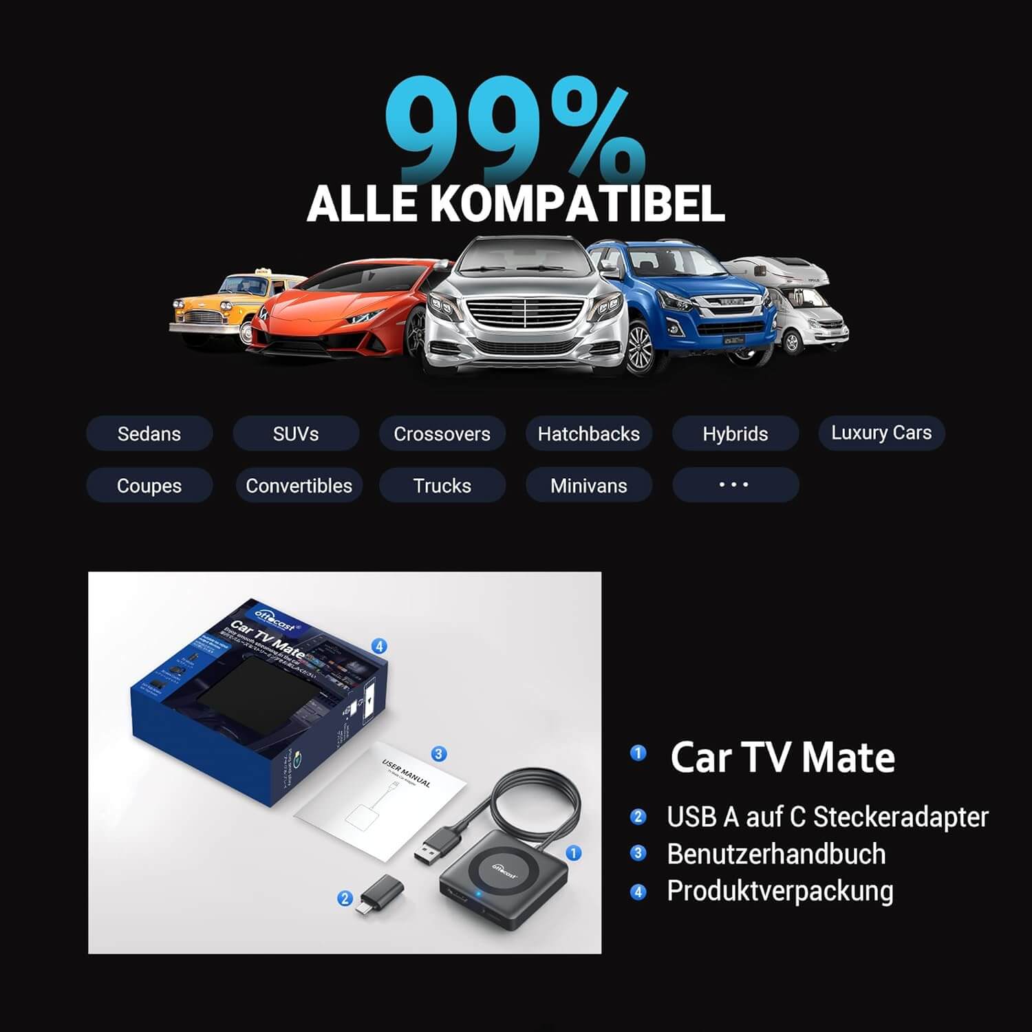 Ottocast® Car TV Mate Max - Ottocast Germany-Kompatibilität