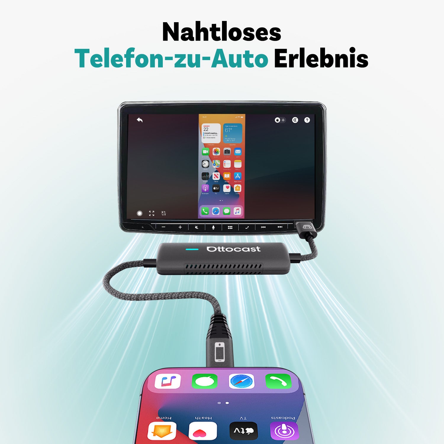 Adaptateur CarPlay sans fil Ottocast® Mirror Touch