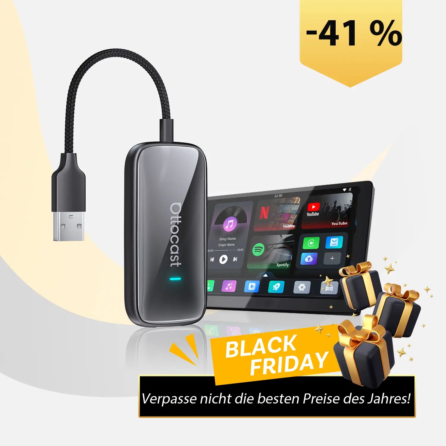 Ottocast® Play2Video Ultra All-in-1-Adapter mit App Hub