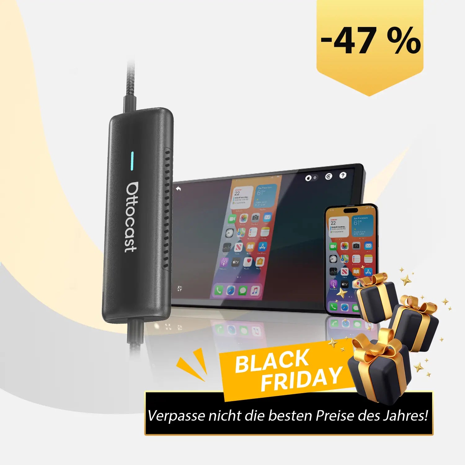 Ottocast® Mirror Touch Wireless CarPlay Adapter