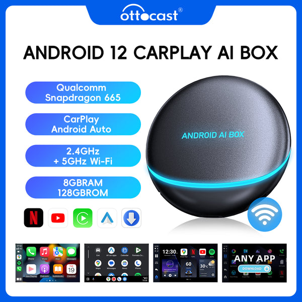Ottocast Picasou 3 Pro Android 12 CarPlay AI Box mit Netflix YouTube, 8GB+128GB