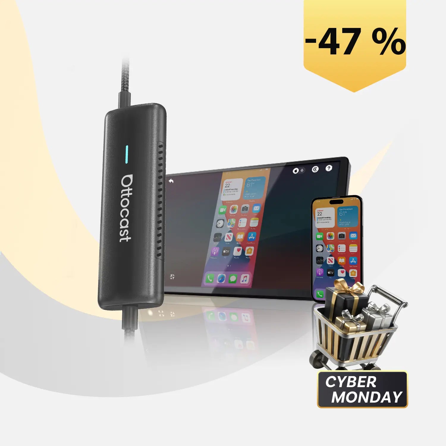 Ottocast® Mirror Touch Wireless CarPlay Adapter