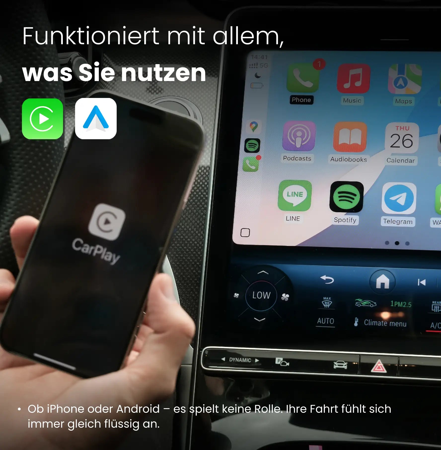 Ottocast® Mini Pico Wireless CarPlay und Android Auto Adapter