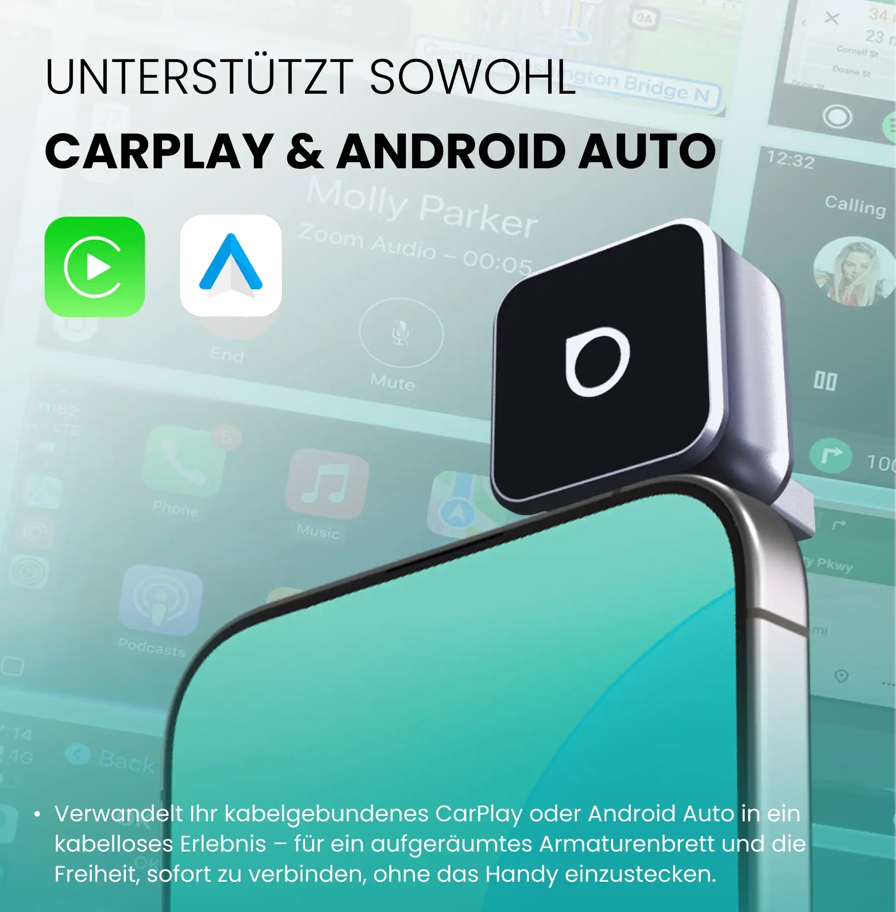 Ottocast® Mini Cube 3.0 Wireless CarPlay Und Android Auto Adapter