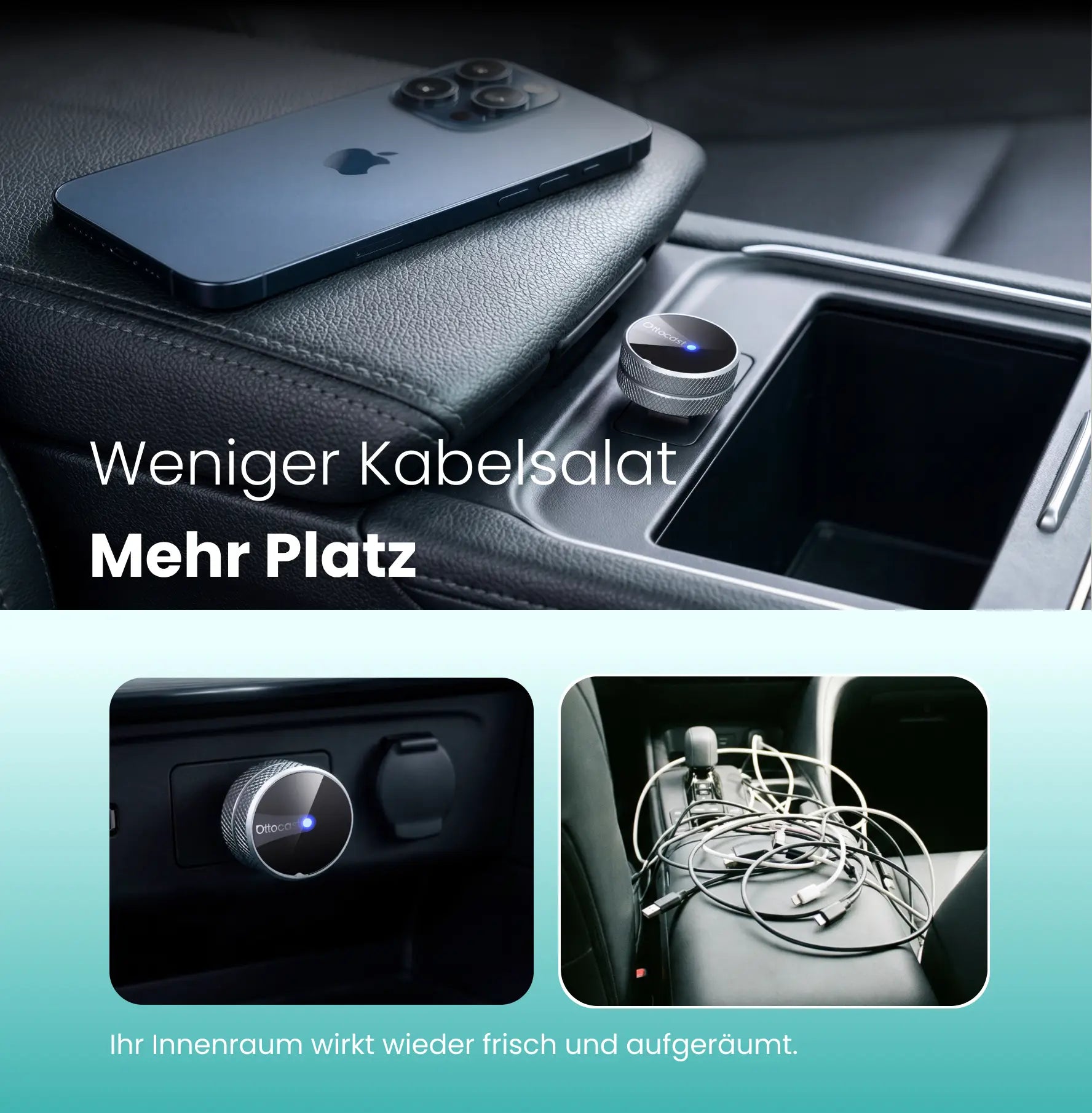 Ottocast® Mini Tube Wireless CarPlay und Android Auto Adapter