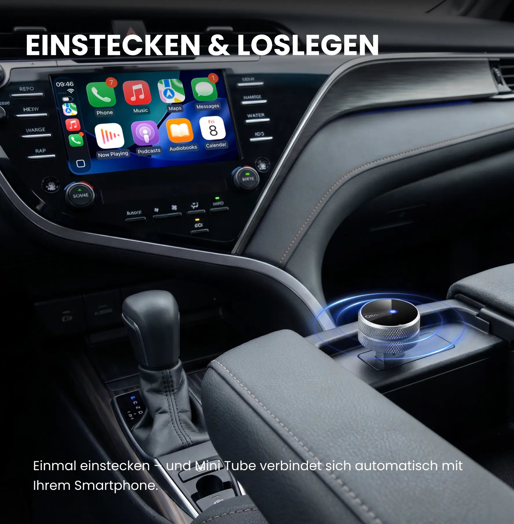 Ottocast® Mini Tube Wireless CarPlay und Android Auto Adapter