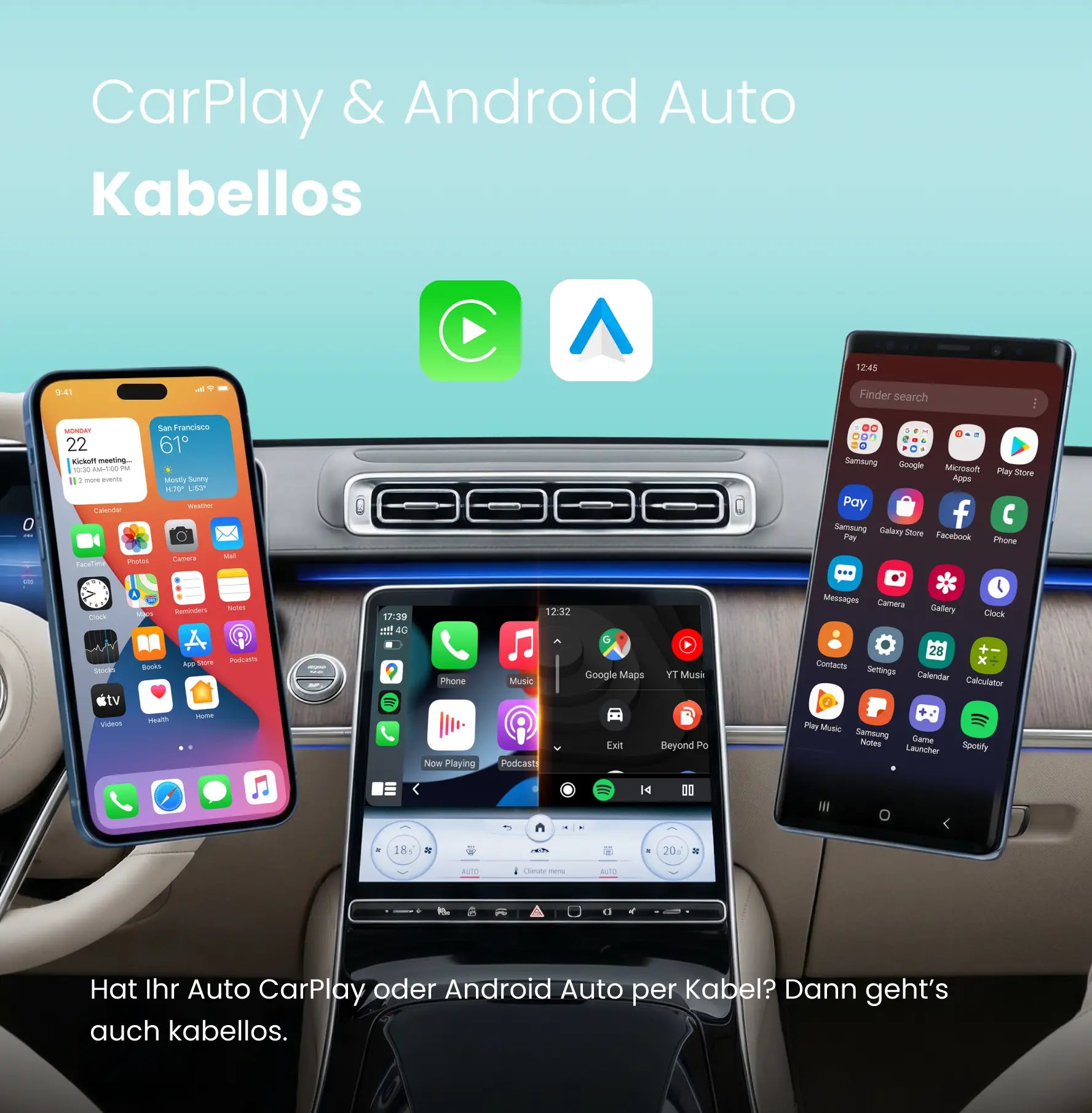 Ottocast® Mini Tube Wireless CarPlay und Android Auto Adapter