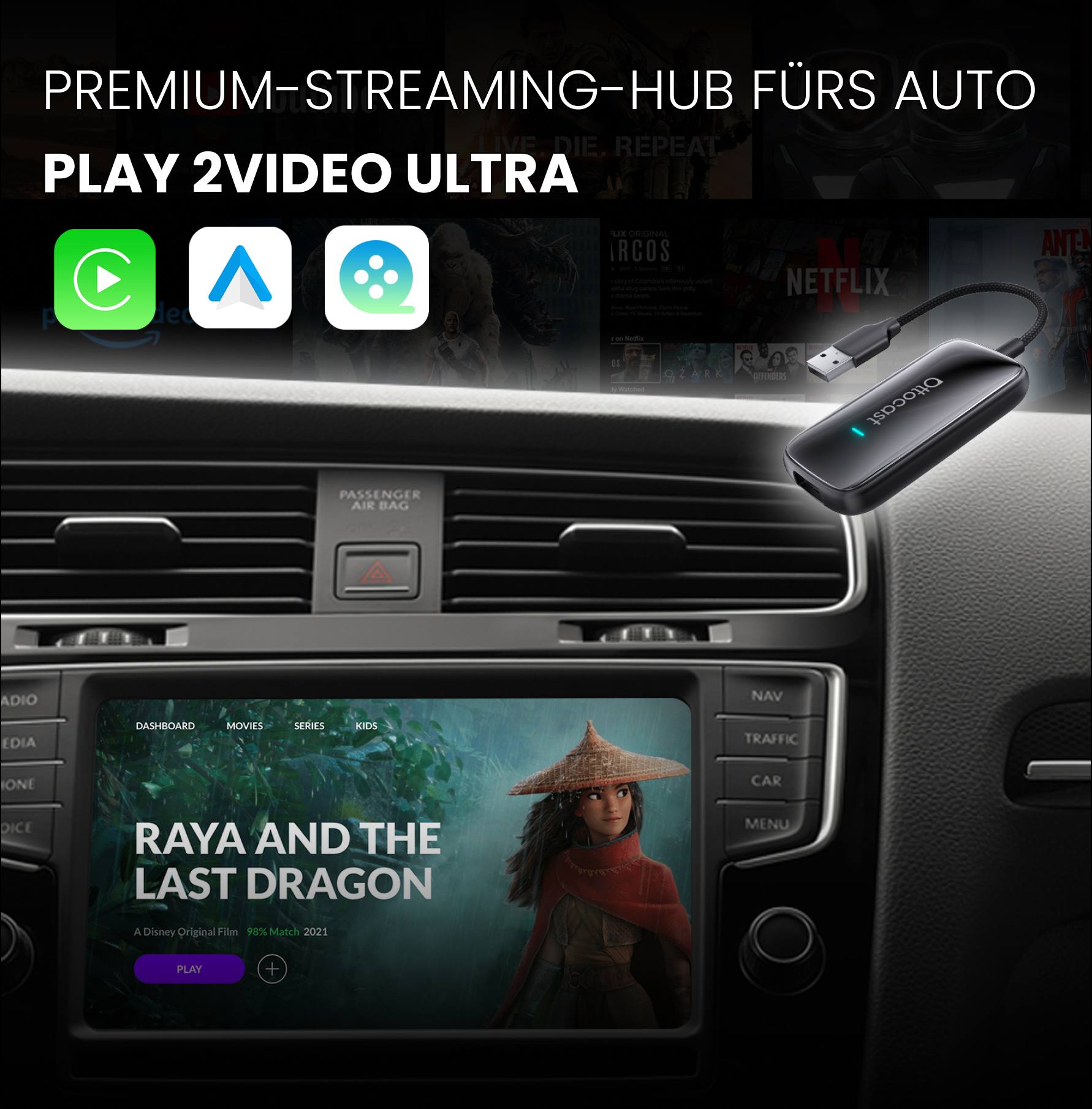 Bezdrátový univerzální adaptér Plav2Video Ultra pro CarPlay/Android Auto