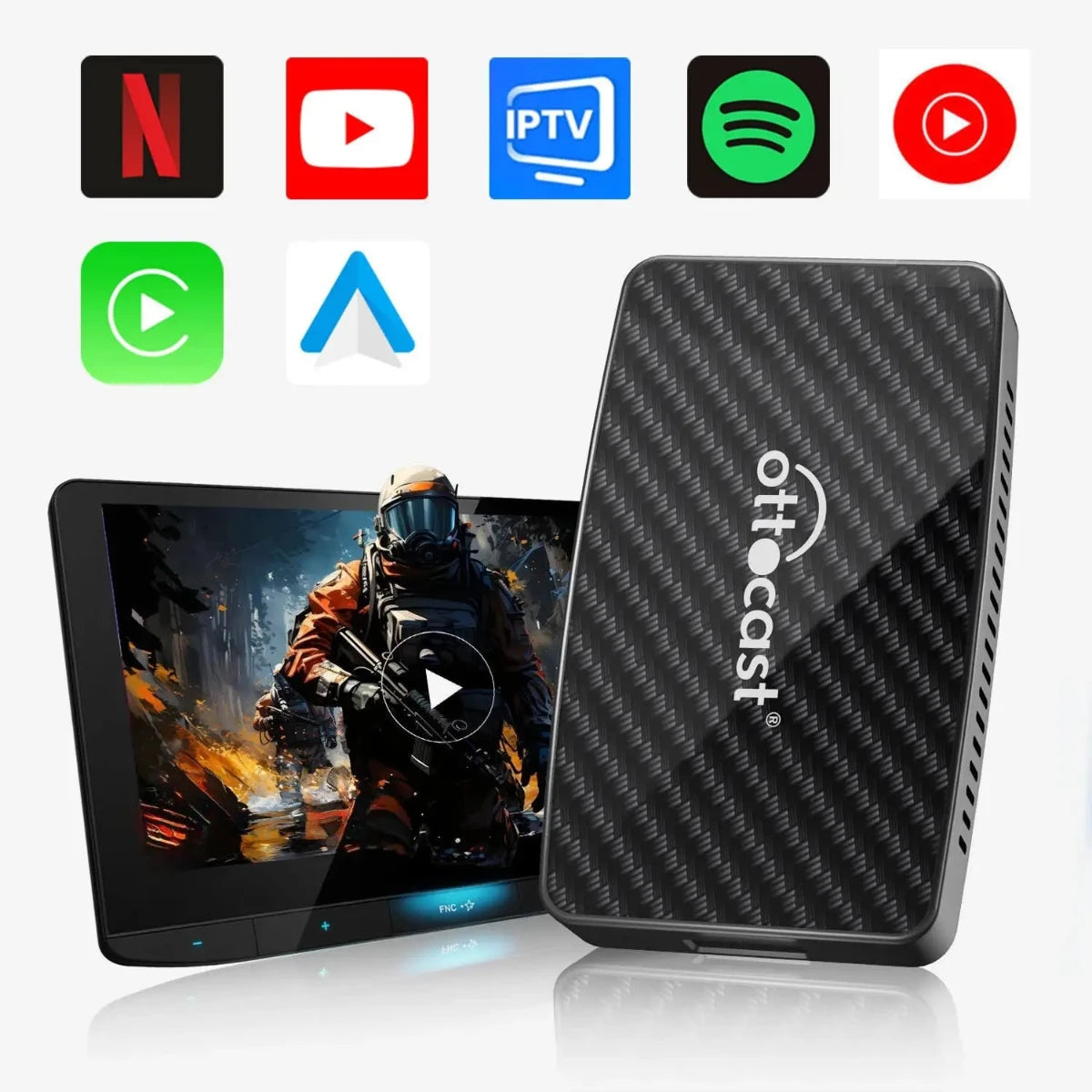 Play2Video Wireless CarPlay/ Android Auto all-in-one adapter, support Netflix and YouTube