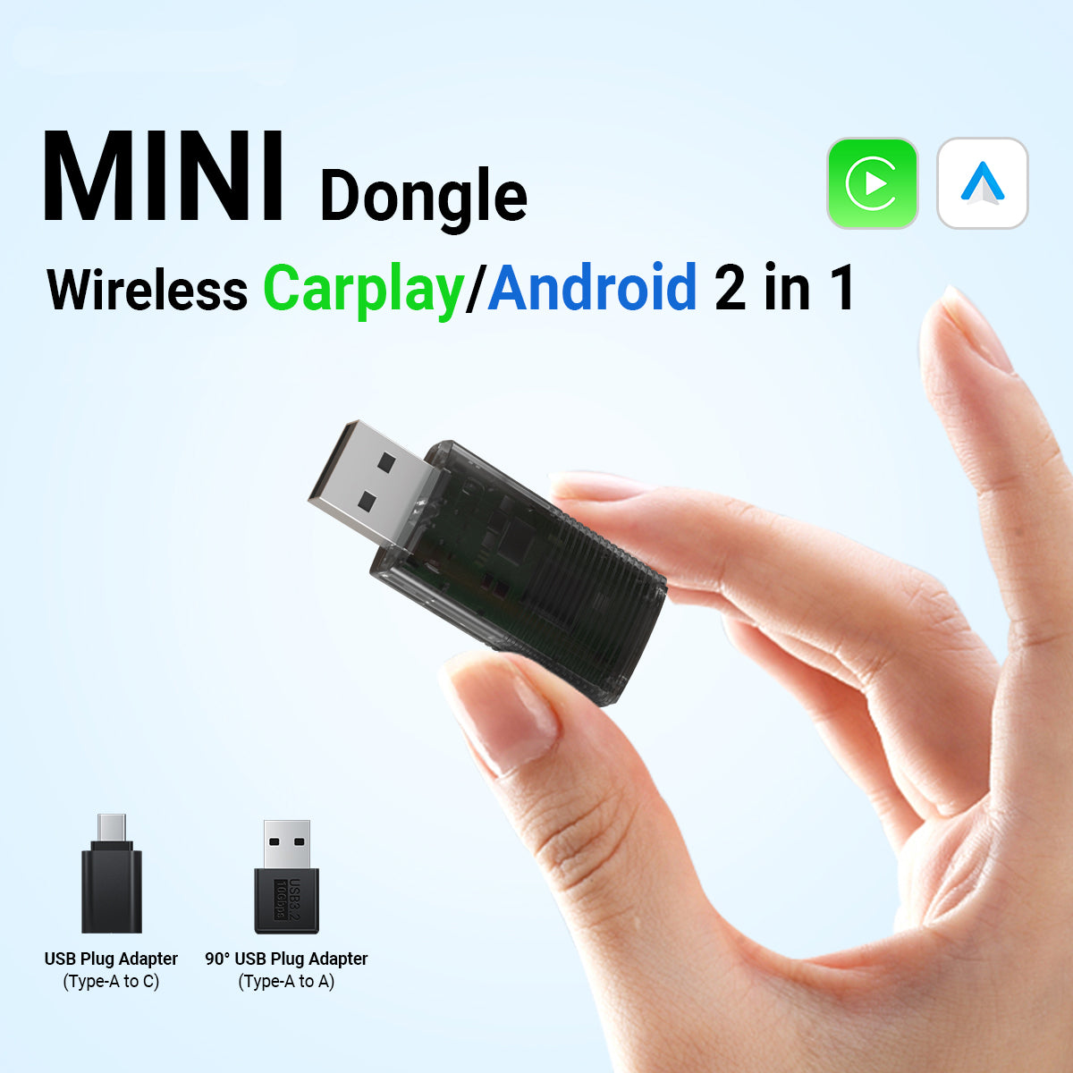 (🆕Brand new! One is worth two!) Ottocast® Mini Wireless 2-in-1 CarPlay And Android Auto Adapter