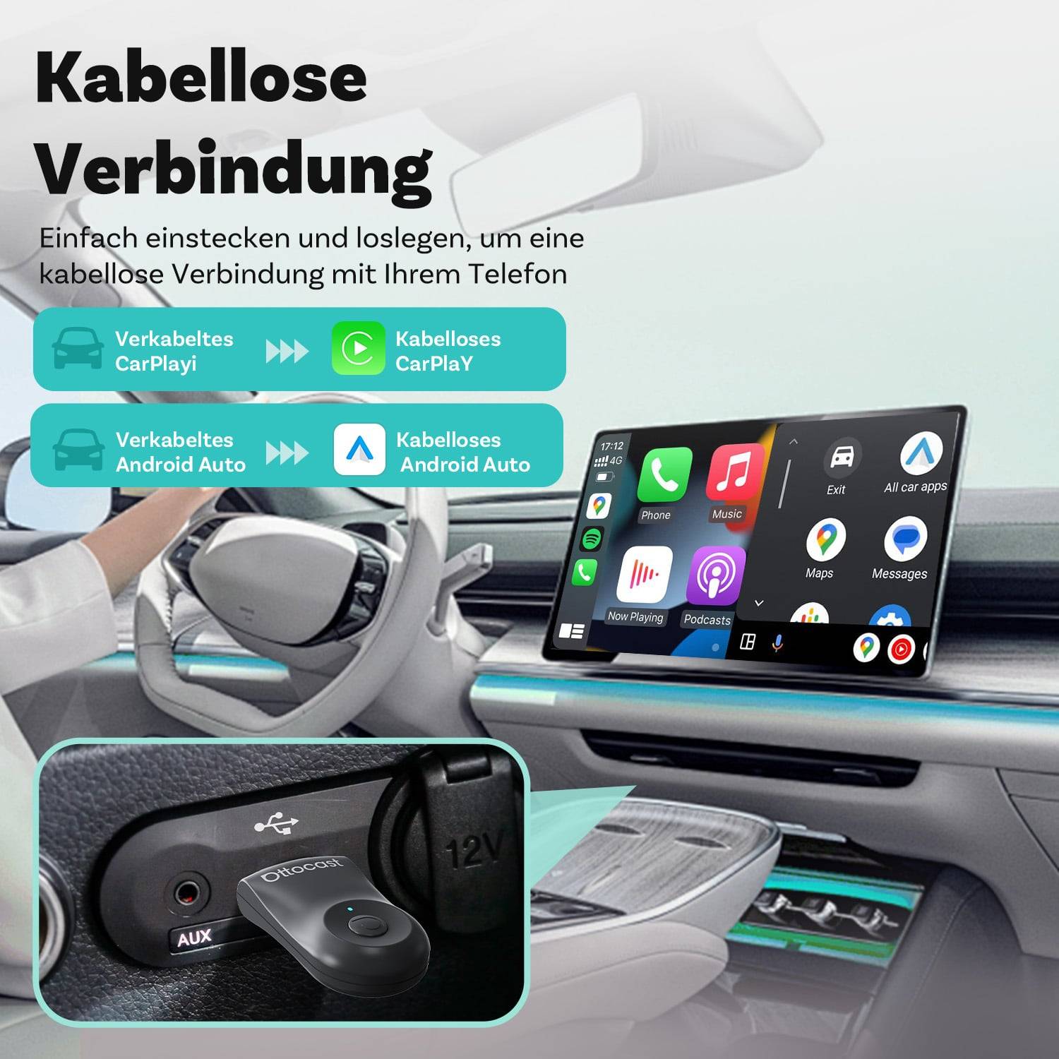 Ottocast®2025 Mini Wireless CarPlay/Android Auto Adapter - Ottocast Germany