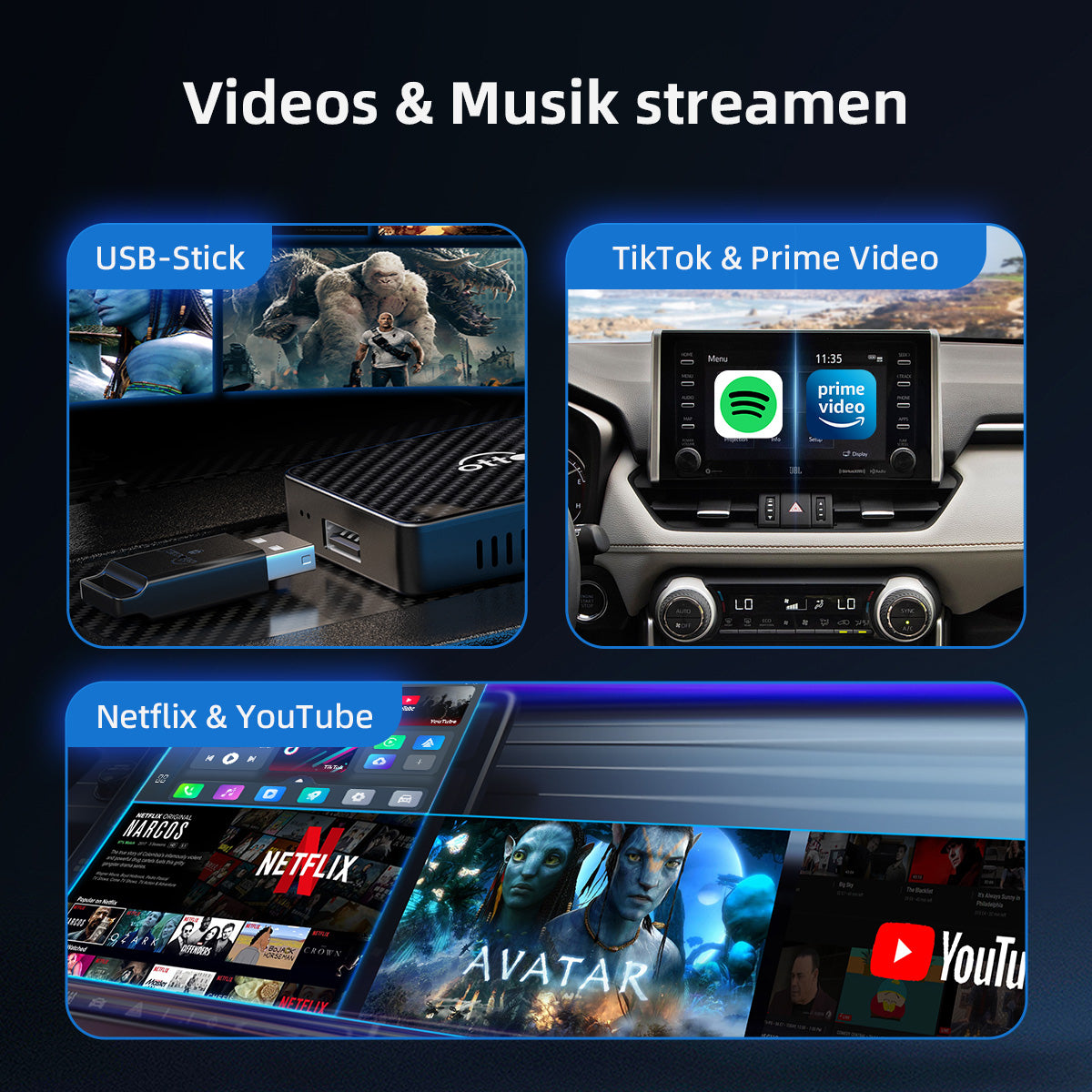 Bezdrátový univerzální adaptér Ottocast® pro CarPlay/Android Auto