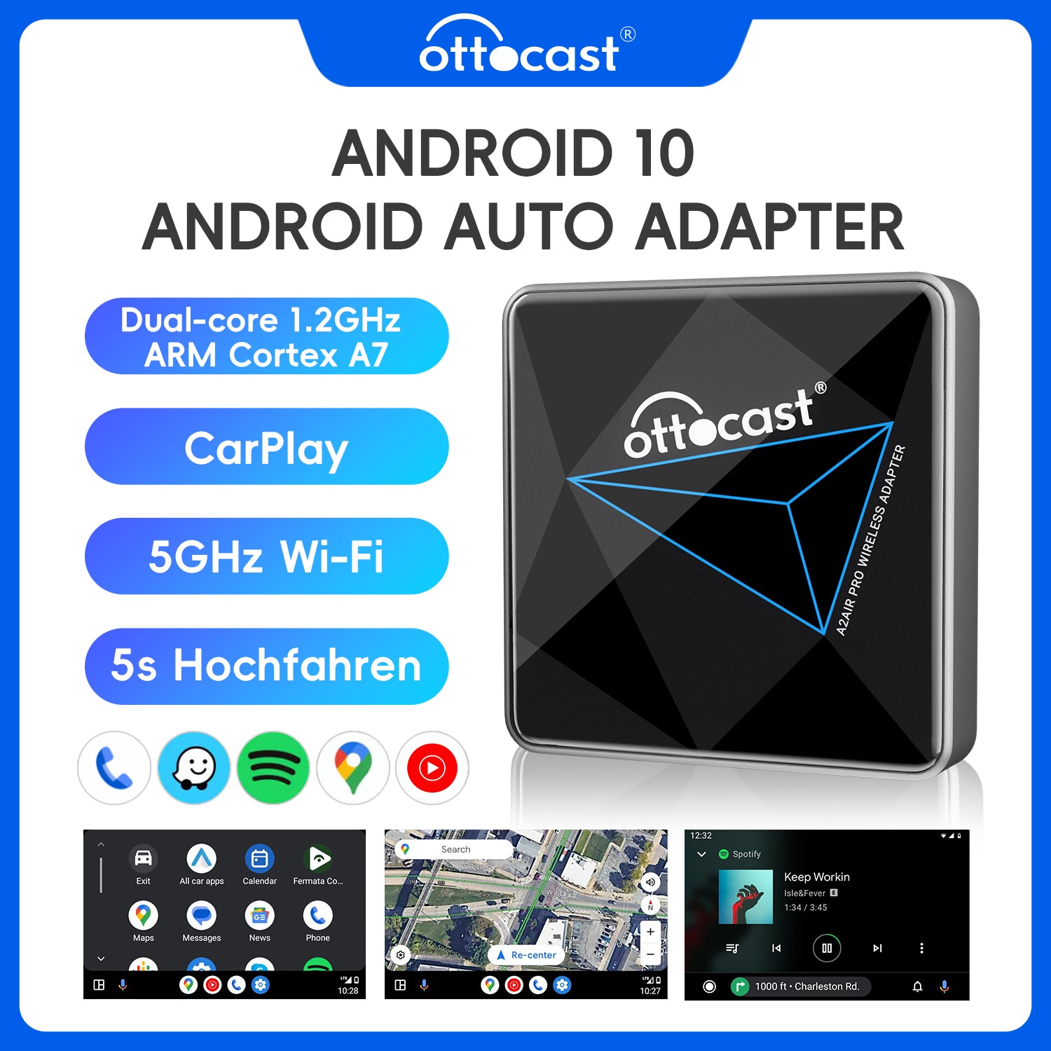 OTTOCAST ™ OTTOCAST A2 PRO Kabelloser Android Auto Adapter