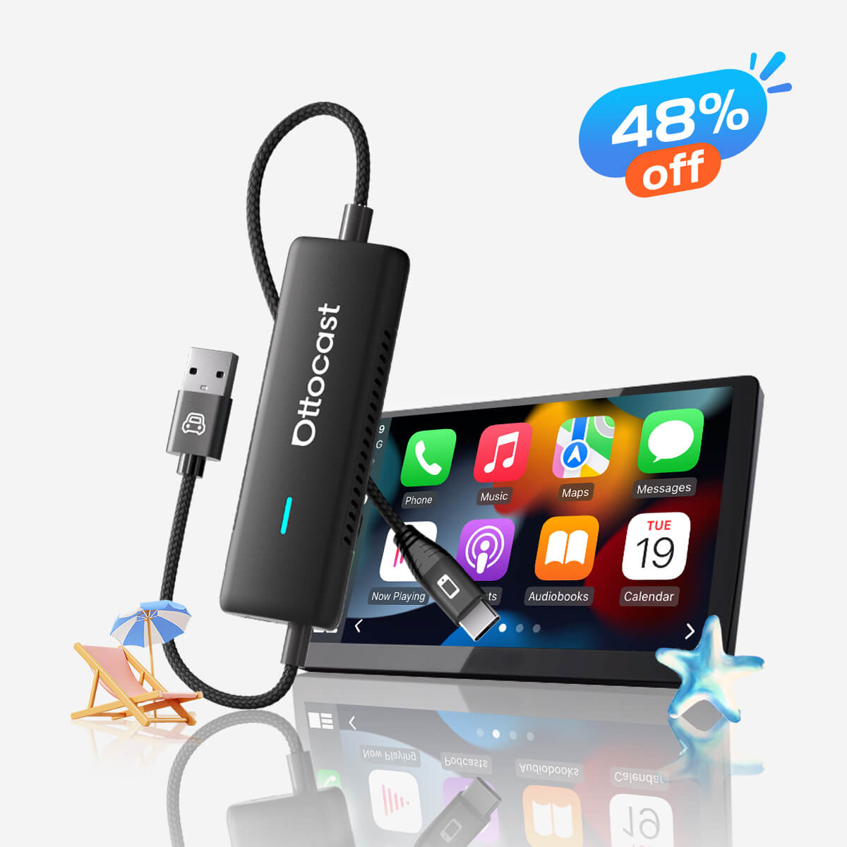 ⏳ 12-Stunden-Blitzangebot! Nicht verpassen! 💥Ottocast® Mirror Touch Adapter kabelloser CarPlay