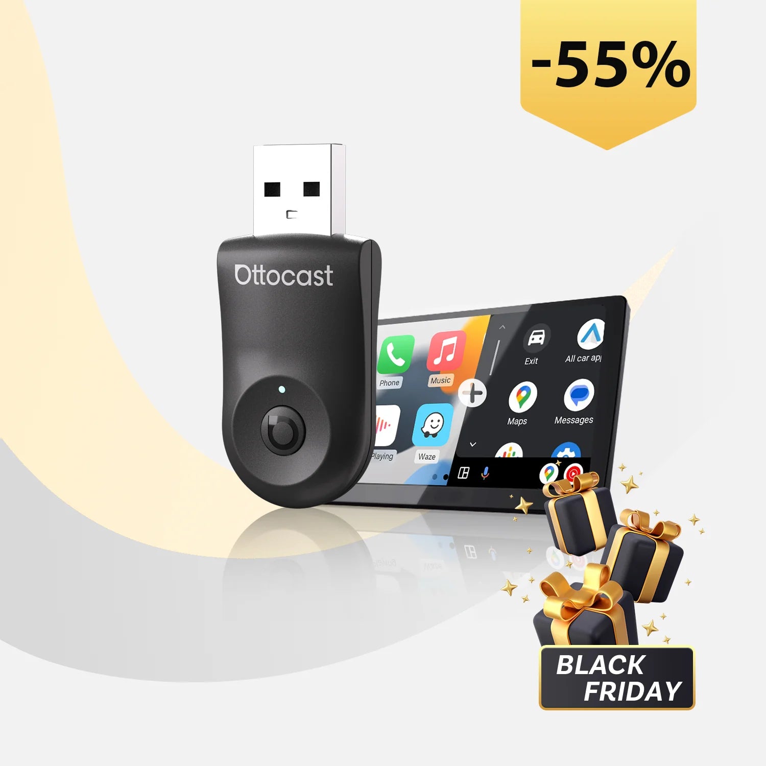 Adaptateur CarPlay/Android Auto sans fil Ottocast®2025 Mini