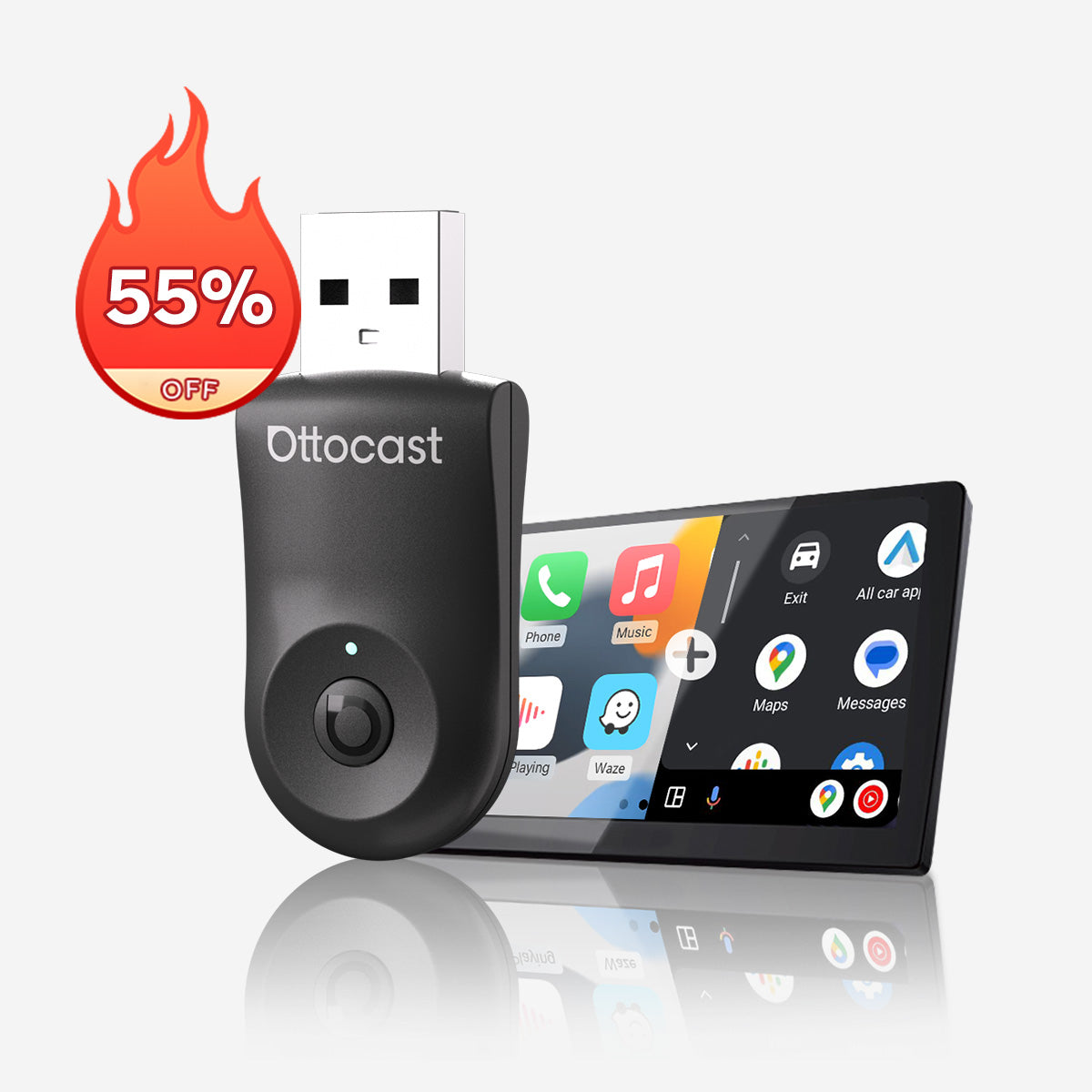 Ottocast®2025 Mini Wireless CarPlay/Android Auto Adapter