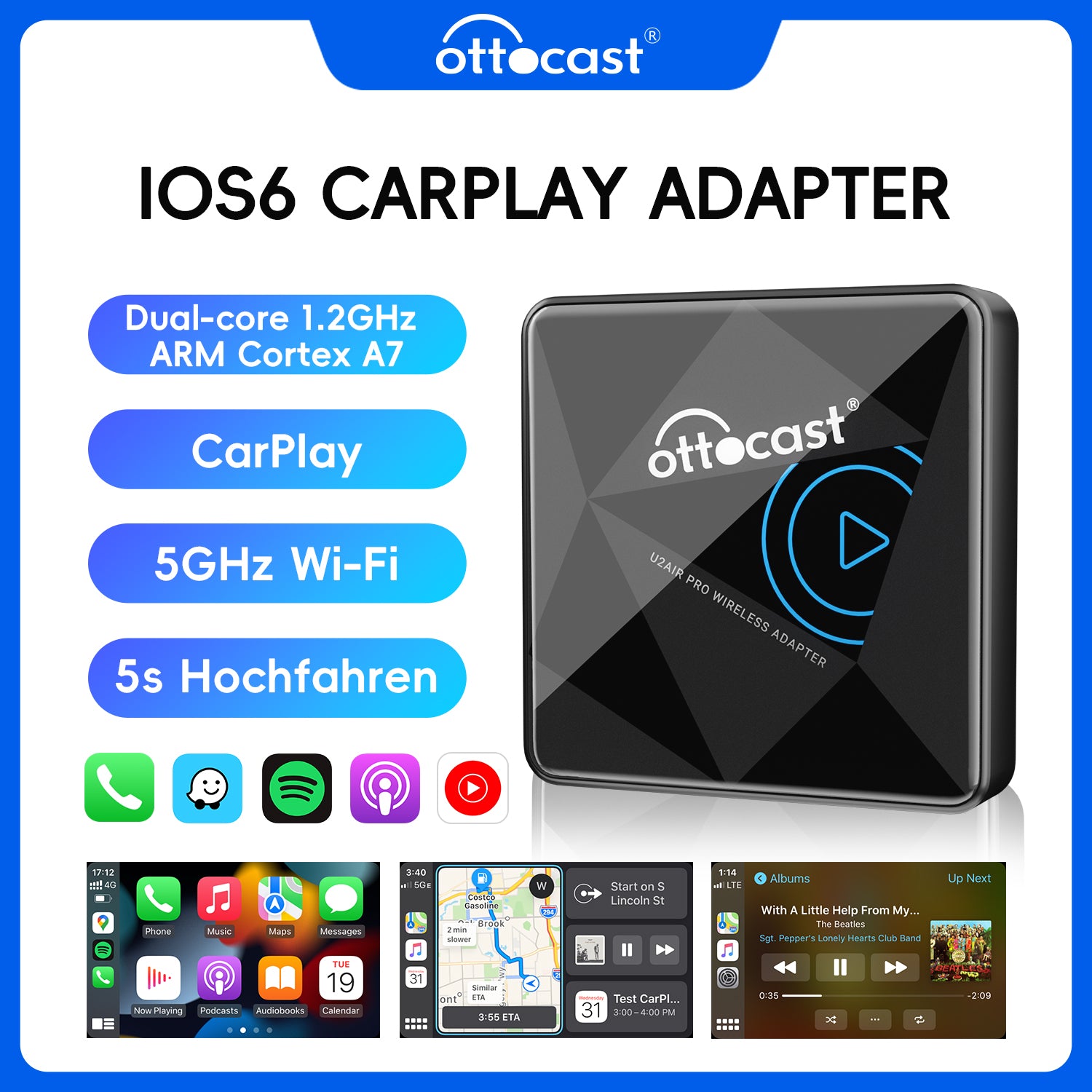 OTTOCAST ™ OTTOCAST A2 PRO Kabelloser Android Auto Adapter