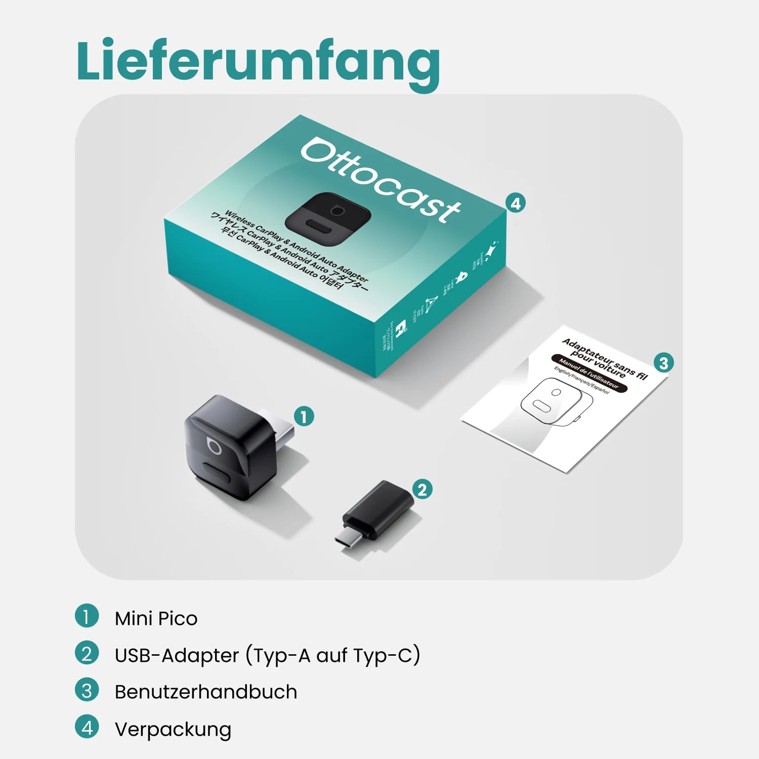 ⏳ 12-hour flash sale! Don't miss out! 💥Ottocast® Mini Pico Wireless CarPlay and Android Auto Adapter