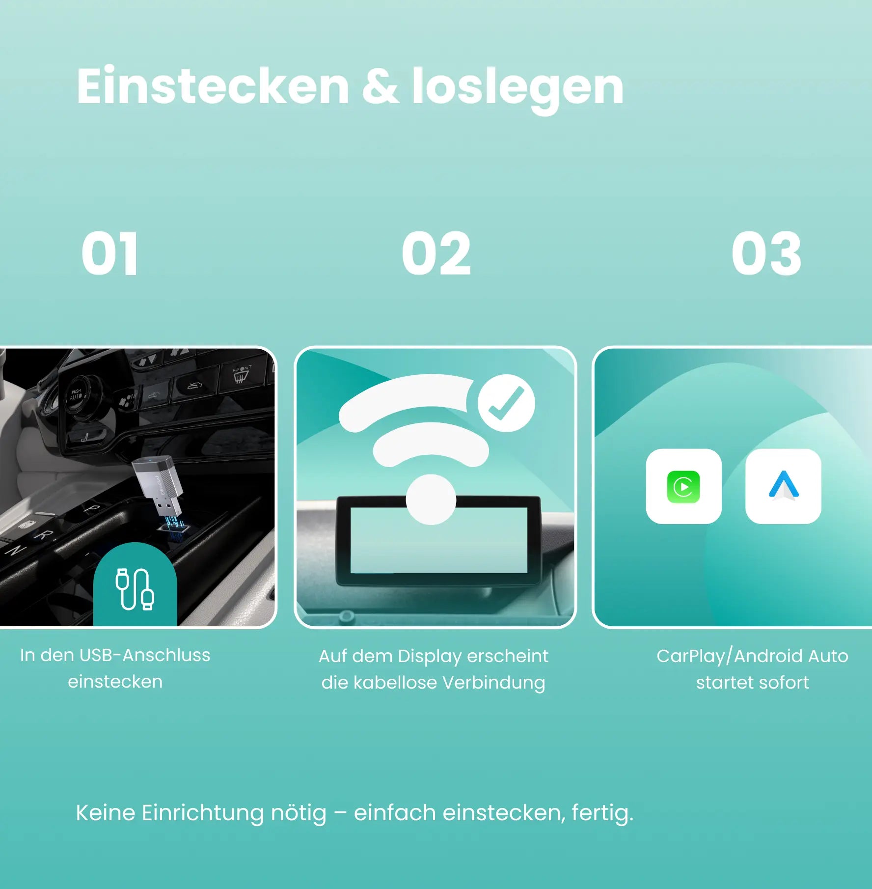 Adaptateur sans fil Ottocast® Mini NOVA pour CarPlay et Android Auto
