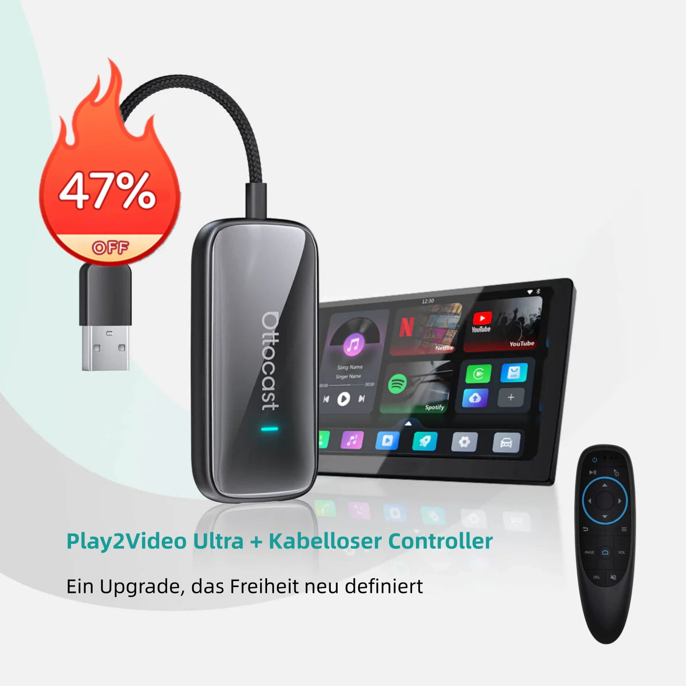 Ottocast® Play2Video Ultra All in 1 Adapter mit App Hub