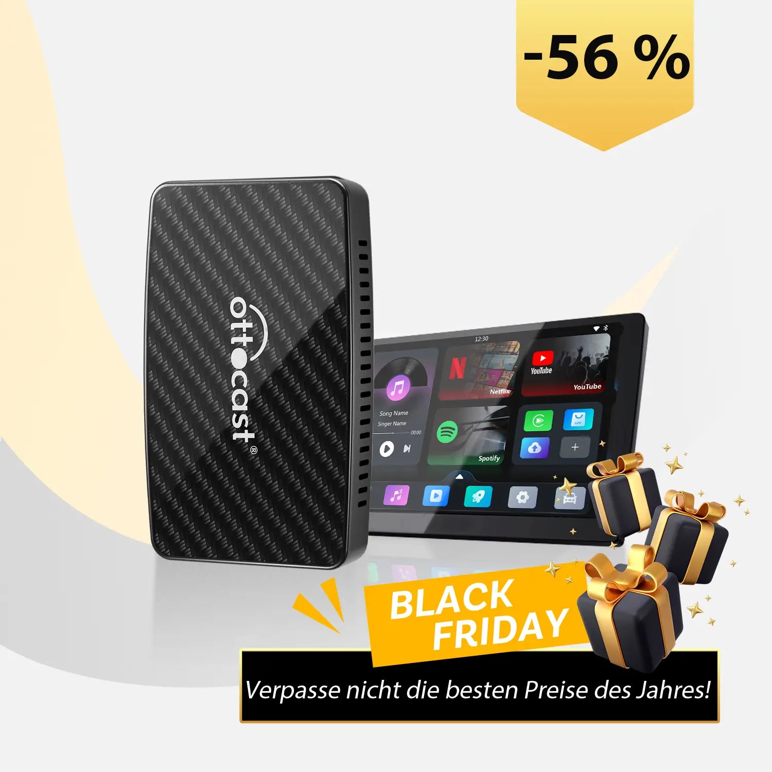 Play2Video Wireless CarPlay/ Android Auto all-in-one adapter, support Netflix and YouTube