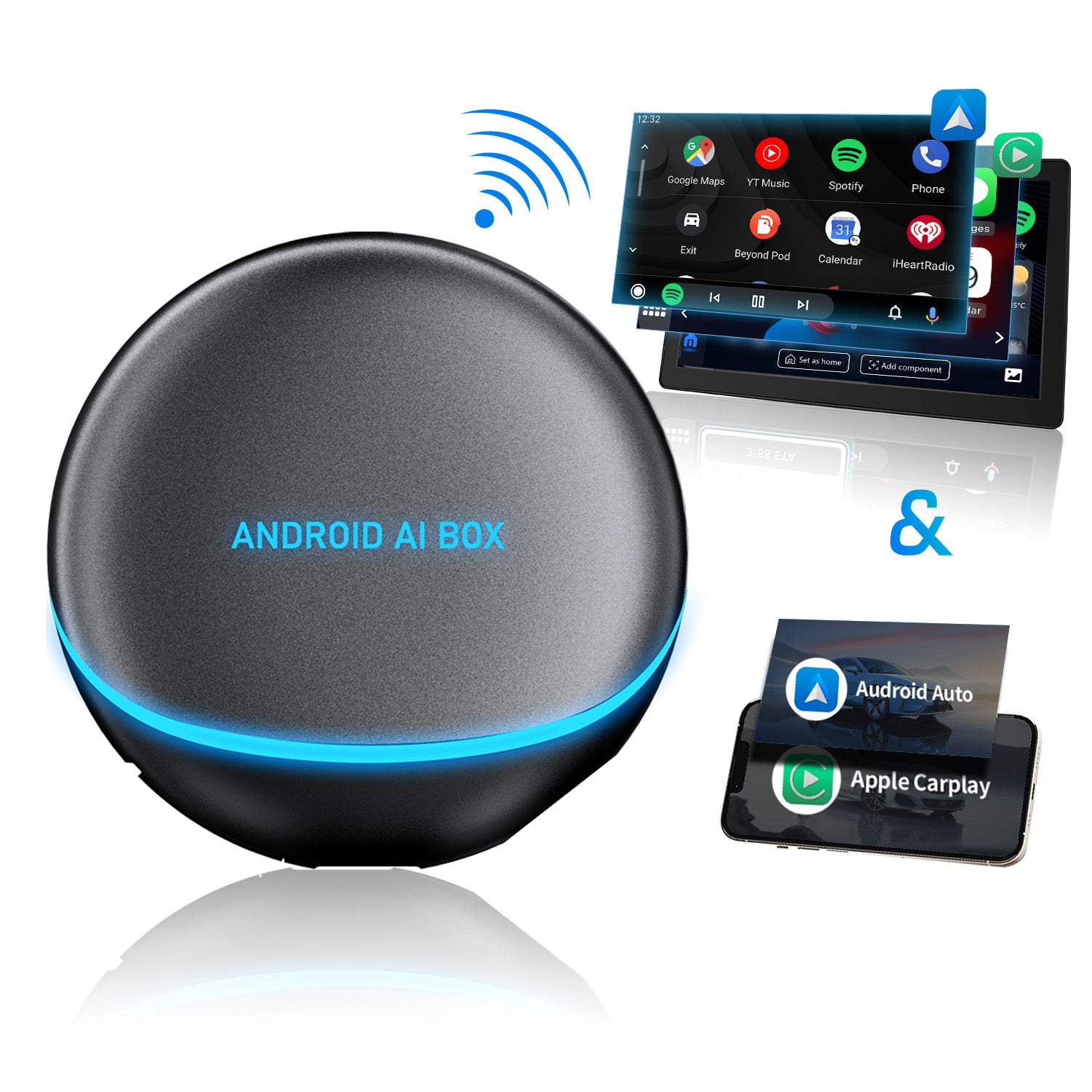 Ottocast® Picasou 3 Pro Android 12 CarPlay AI Box with Netflix YouTube, 8GB+128GB