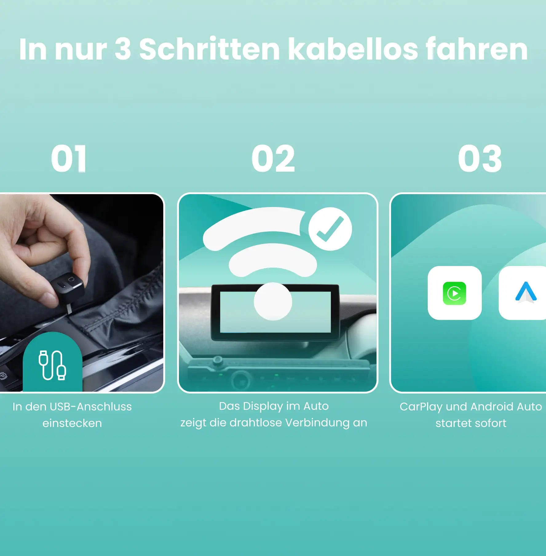 Ottocast® Mini Pico Wireless CarPlay und Android Auto Adapter