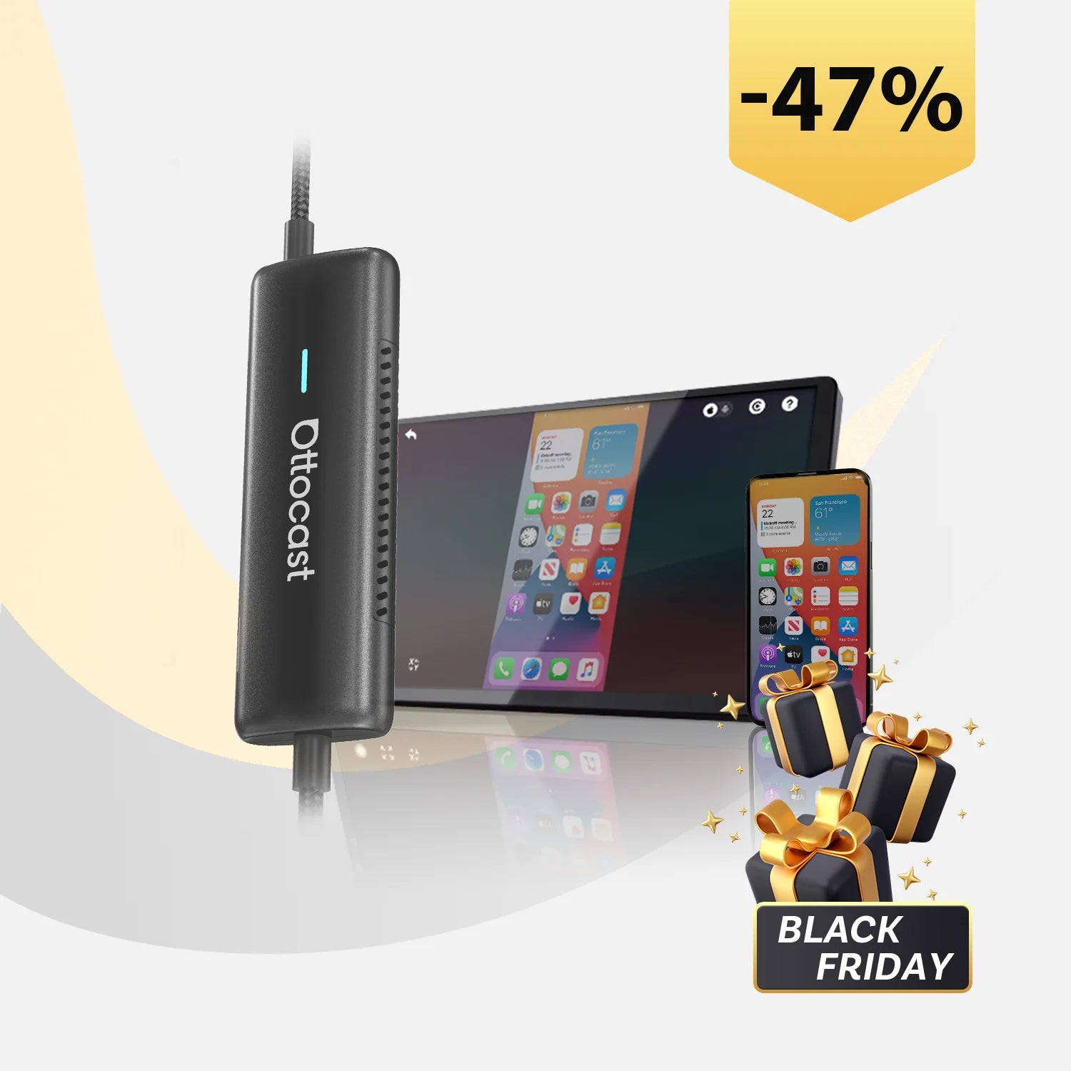 Ottocast® Mirror Touch Wireless CarPlay Adapter