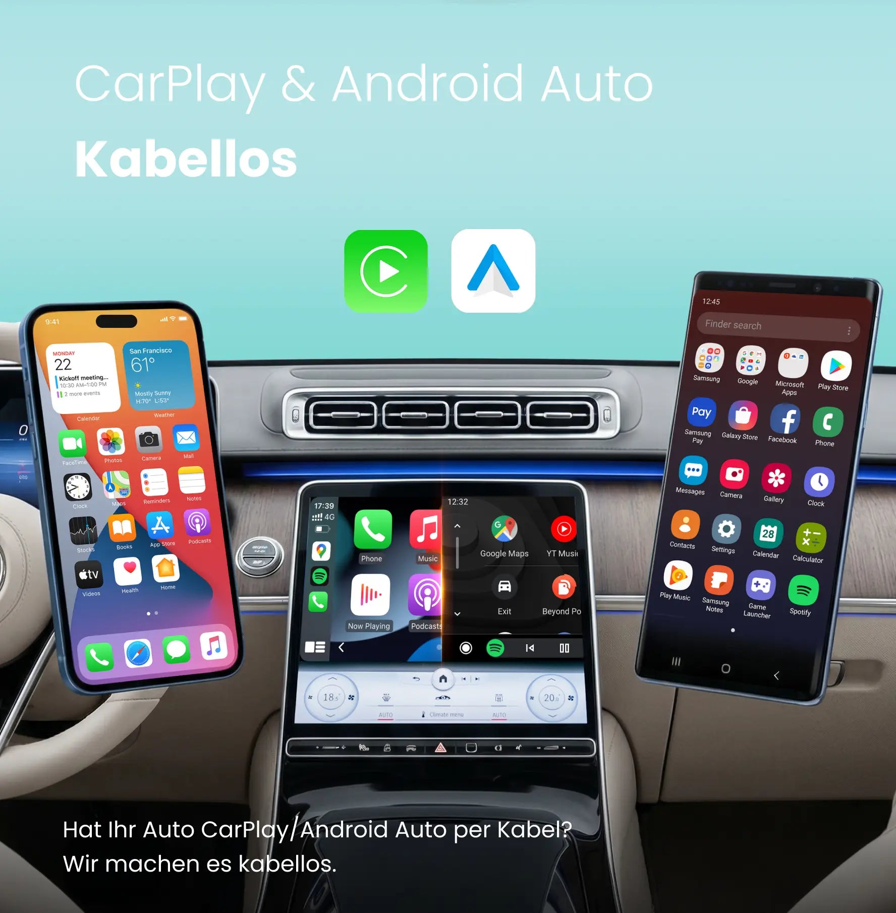 Adaptateur sans fil Ottocast® Mini NOVA pour CarPlay et Android Auto