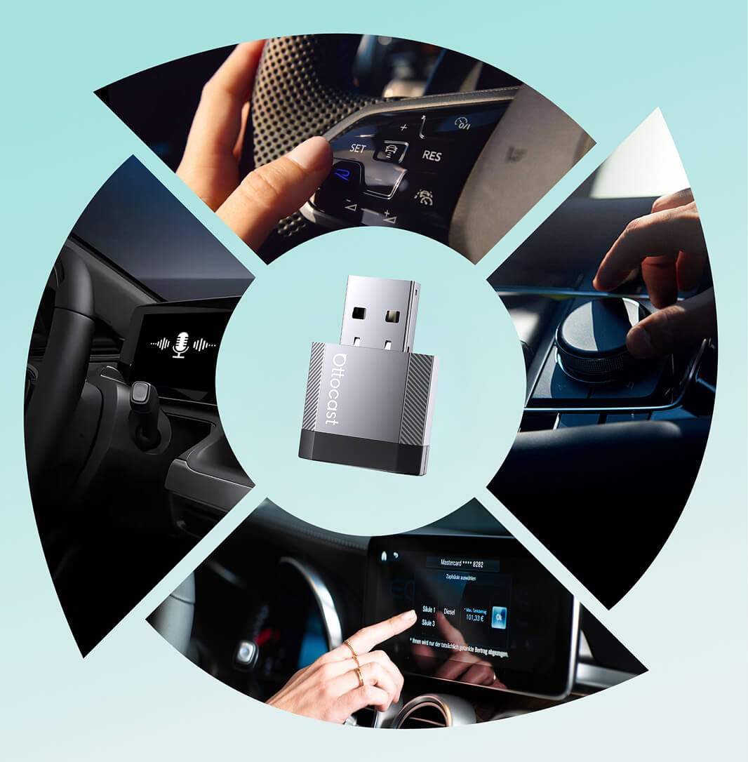 Adaptateur sans fil Ottocast® Mini NOVA pour CarPlay et Android Auto