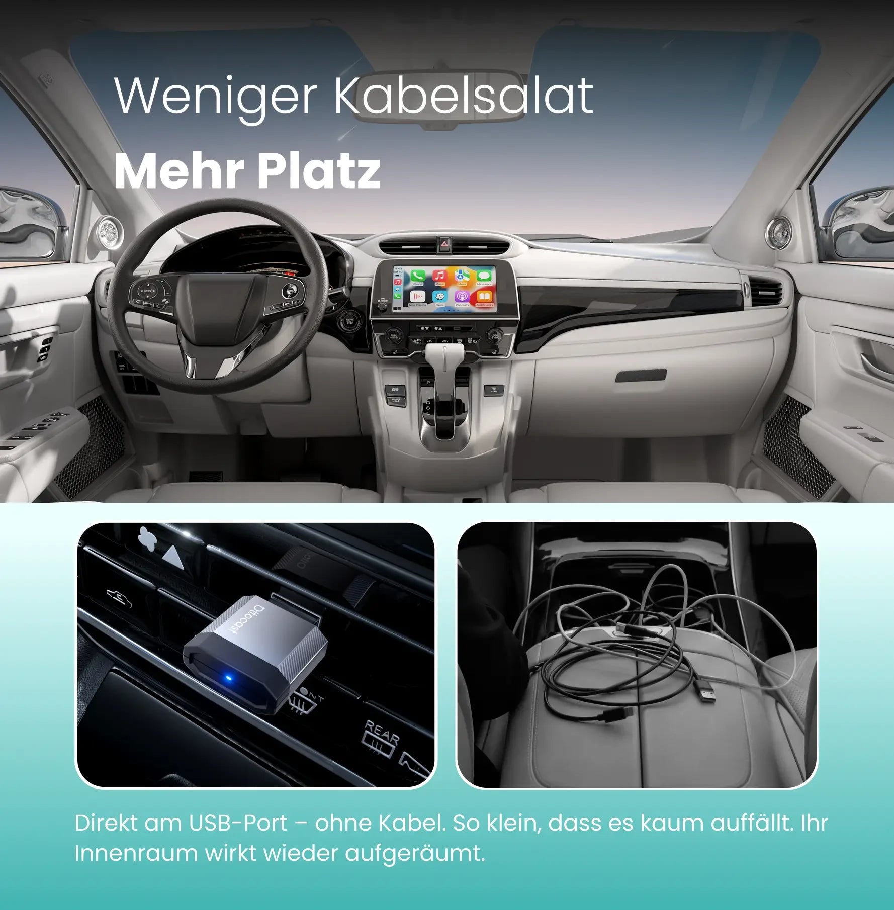 Adaptateur sans fil Ottocast® Mini NOVA pour CarPlay et Android Auto