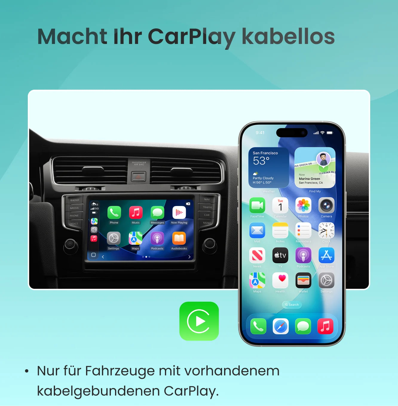 OttoSafe Cam 2-in-1 Dash Cam & Wireless CarPlay Adapter