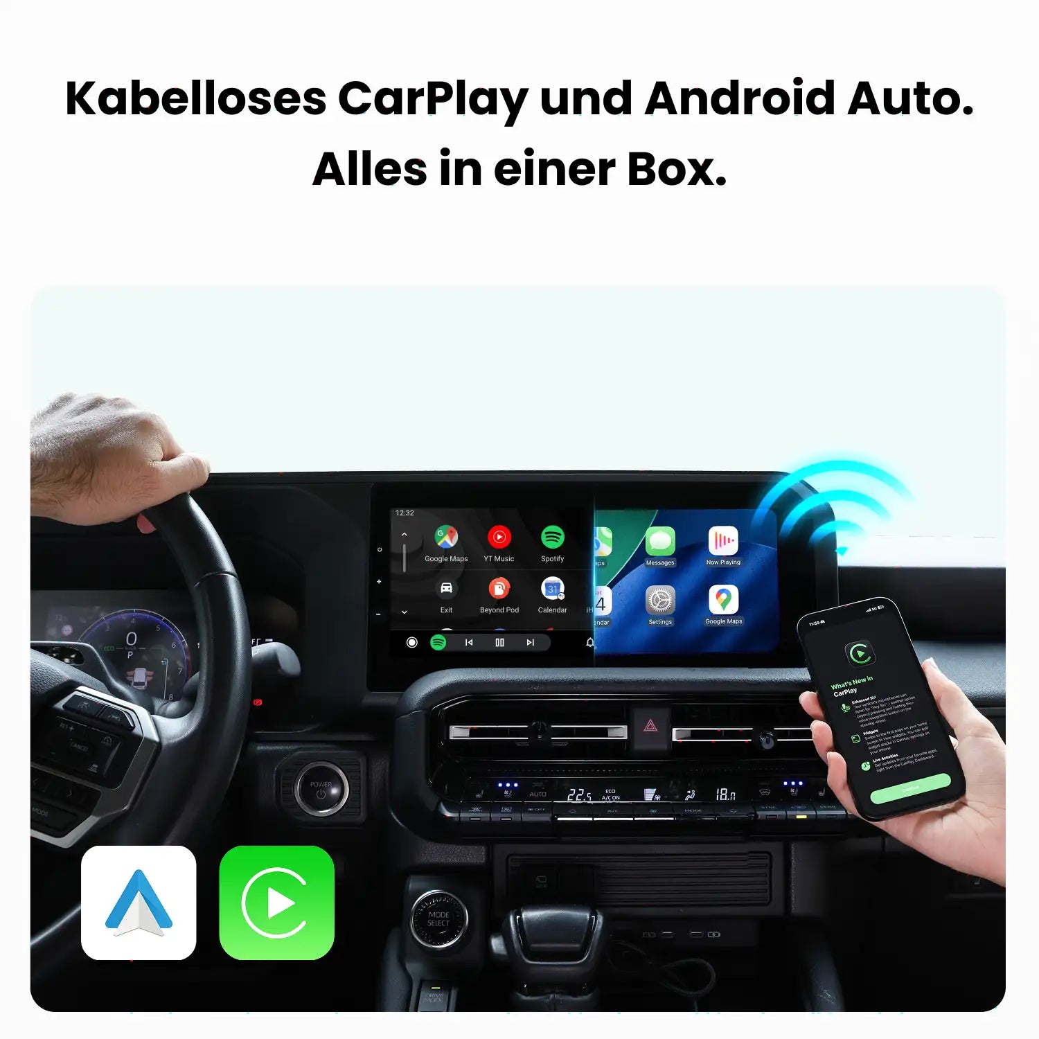 Ottocast® Play2Video X Wireless CarPlay/Android Auto All-in-1 Adapter