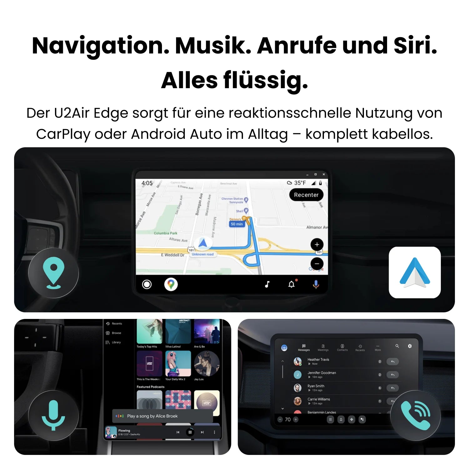 Ottocast® U2Air Edge Wireless CarPlay und Android Auto Adapter