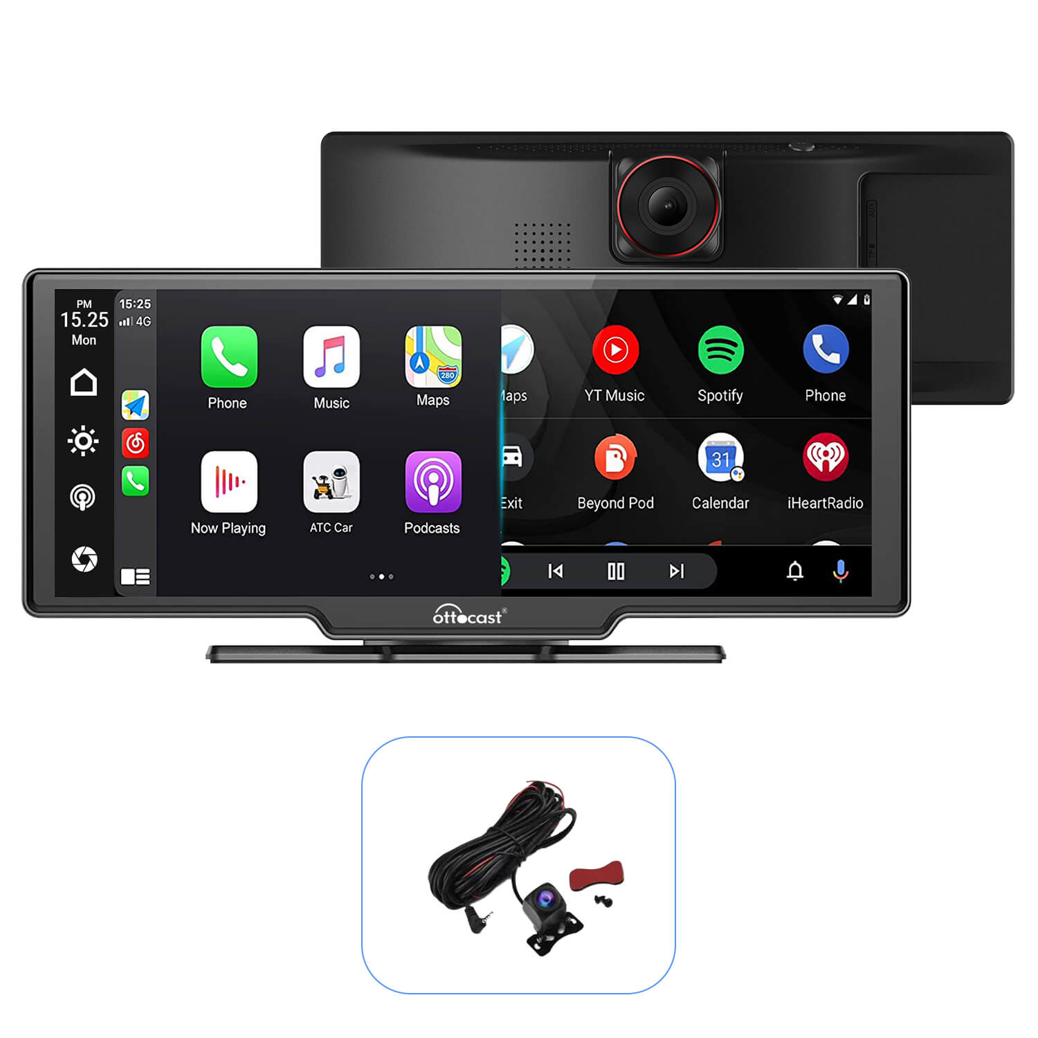 Portable 10" Apple CarPlay & Android Auto car display screen