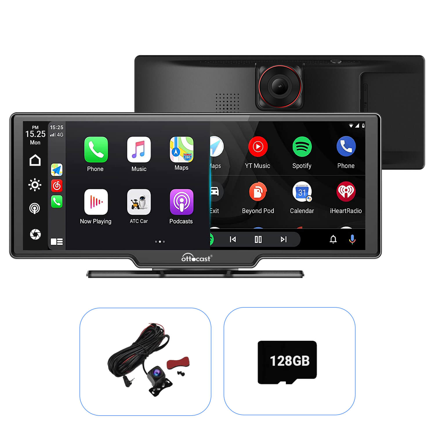 Portable 10" Apple CarPlay & Android Auto car display screen